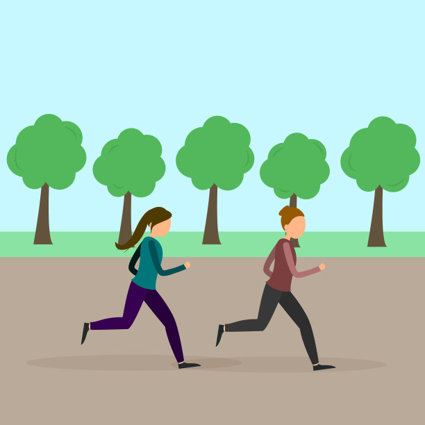 穿着运动服在公园里跑步的女人。插图。图片下载