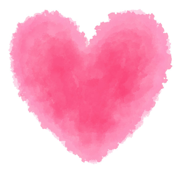 水彩心形的粉红色图片下载