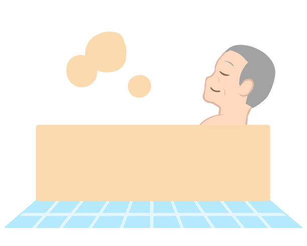 侧身洗澡的老人(没排队)图片下载