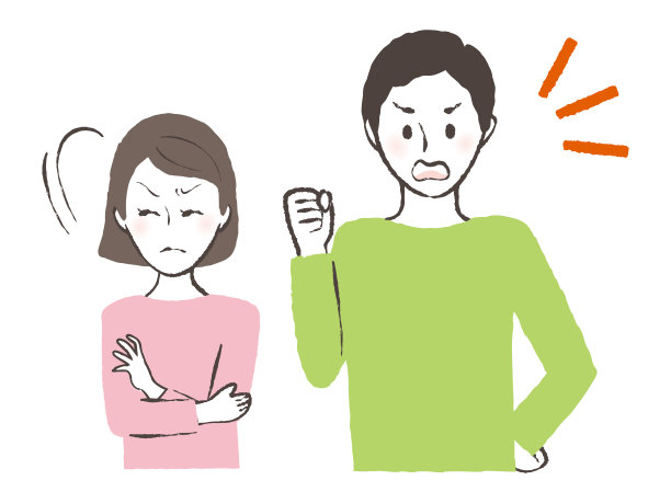 一对夫妻打架的插图图片下载