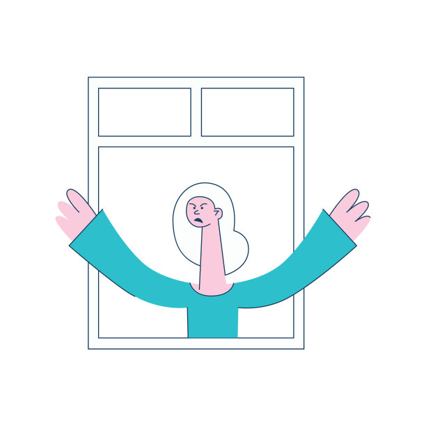 一个金发女人站在开着的窗前图片下载