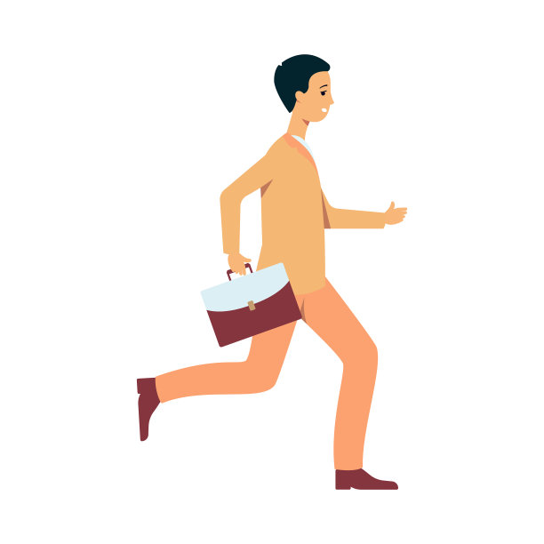 匆忙迟到的上班族或学生扁平风格图片下载