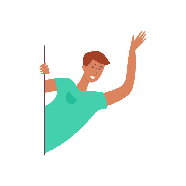 一名男子挥手向外看图片下载