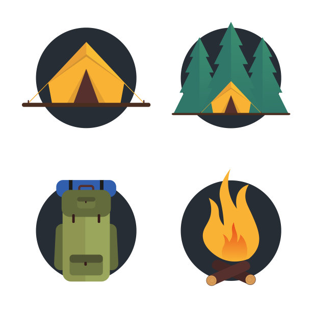 夏令营平顶图标帐篷森林背包图片下载
