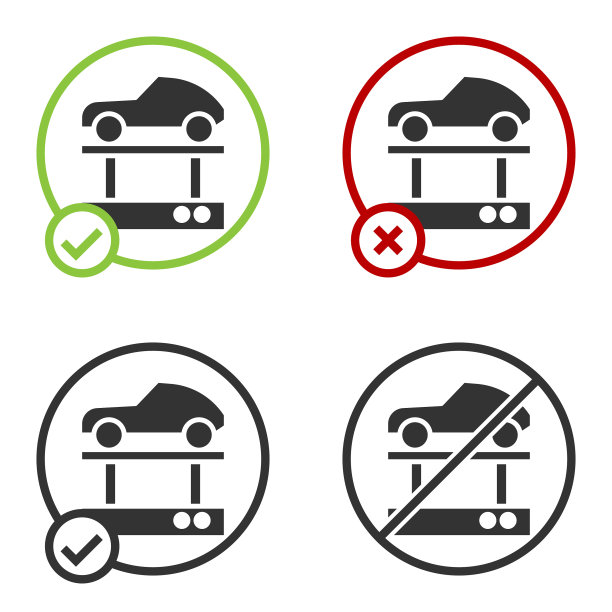 黑色修理车上的电梯图标孤立在白色上图片下载