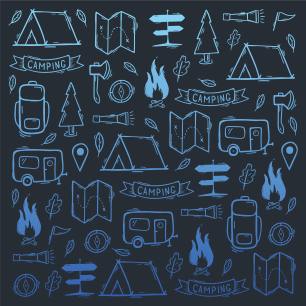 夏令营露营手绘涂鸦背景图片下载