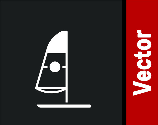 白色风帆图标孤立在黑色上图片下载