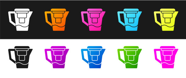 设置水罐与过滤器图标隔离在黑色图片下载