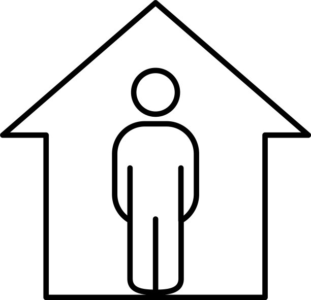 隔离在家概念房子和象形人图片下载
