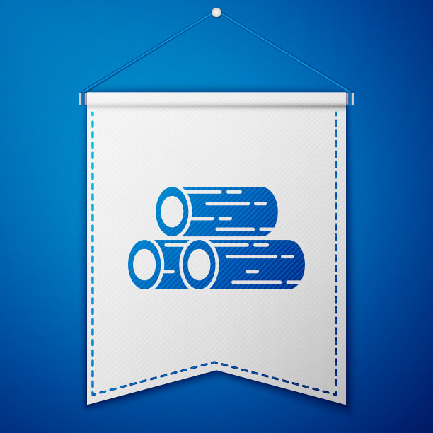 蓝色木制原木图标隔离在蓝色背景图片下载