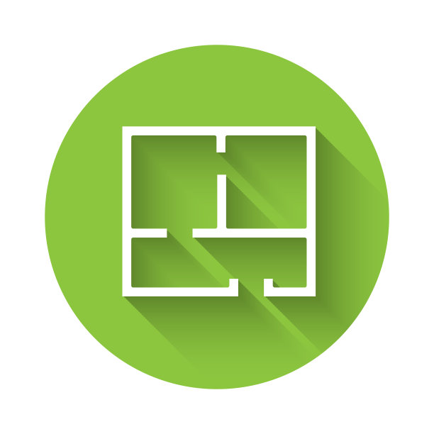 白宫计划图标孤立与长影子图片下载