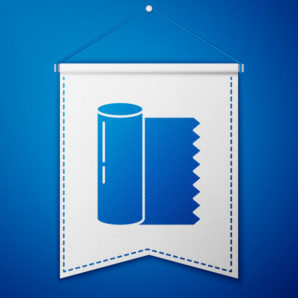 蓝色纺织布卷图标隔离在蓝色上图片下载