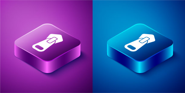 等距拉链图标孤立在蓝色和紫色图片下载