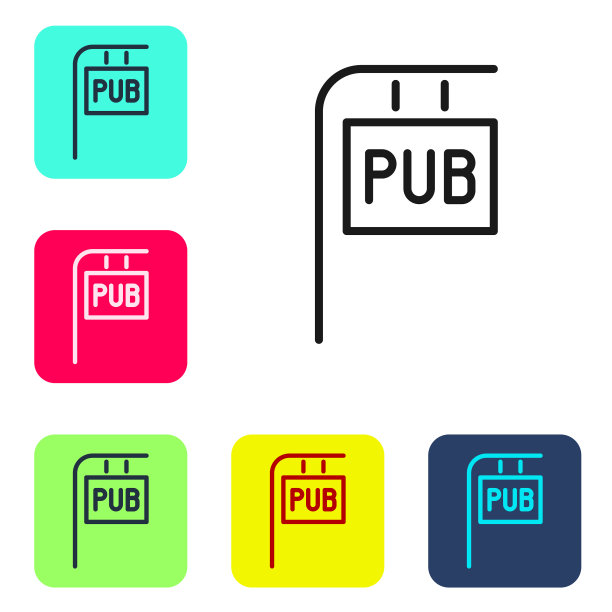 黑线街道招牌上有酒馆的题字图片下载