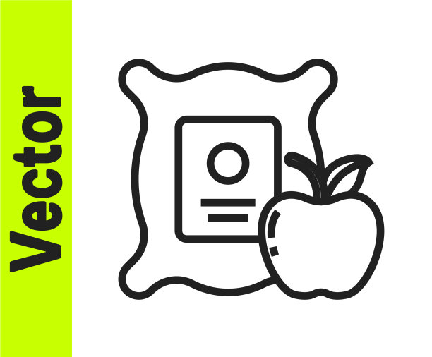 黑线苹果在麻袋图标孤立上图片下载