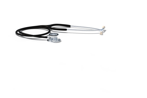 听诊器隔离白色，低角度视图，医学背景，模板，概念图片下载