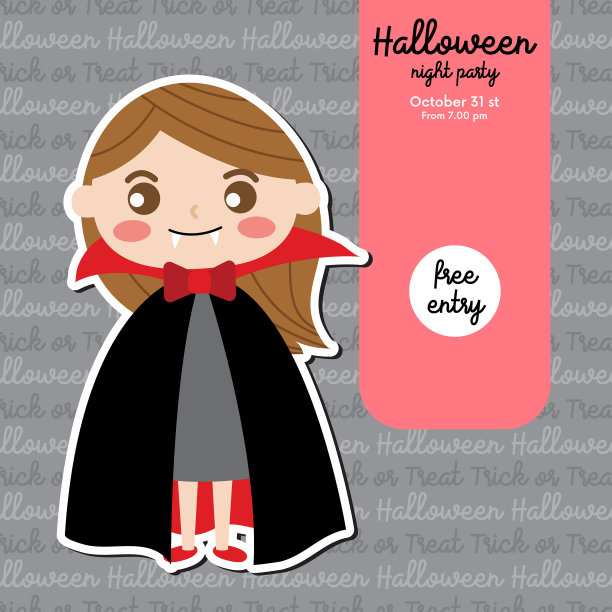 万圣节设计概念派对邀请函图片下载