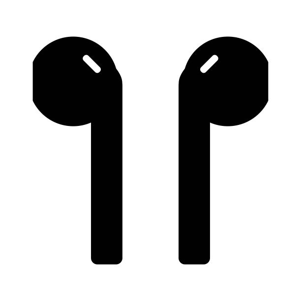 图标的无线耳机与一个黑色的情况下，在一个白色的背景。向量EPS10图片下载