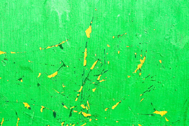 生锈的锌与腐烂的绿色和黄色油漆纹理抽象的背景图片下载