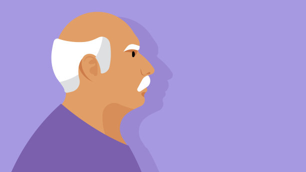 老人。一位退休老人的肖像。矢量插图与复制空间。图片下载