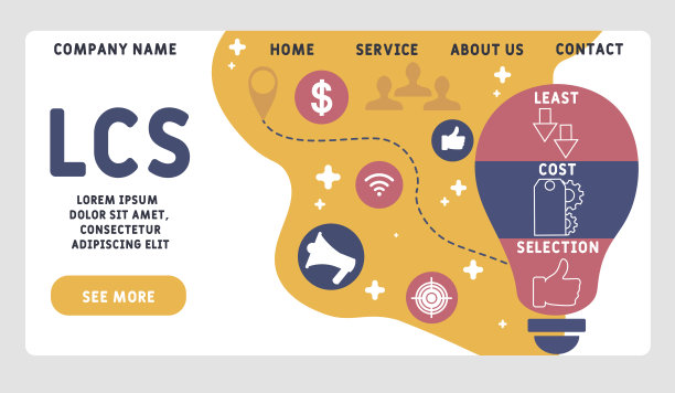 矢量网站设计模板。LCS -最小成本选择的缩写，商业概念。图片下载