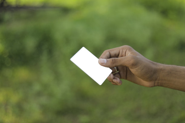 年轻的印度商人或雇员坐在车里给卡片图片下载