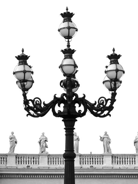 梵蒂冈城的黑白灯图片下载