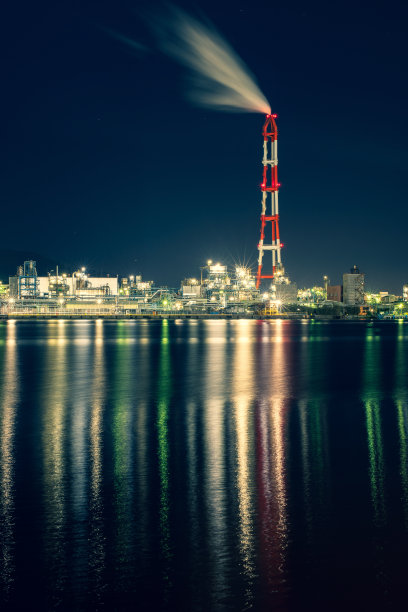 北九州工厂的夜景照片图片下载