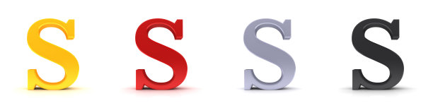 S字母金红色银黑色符号字母文本大写字母3d图片下载