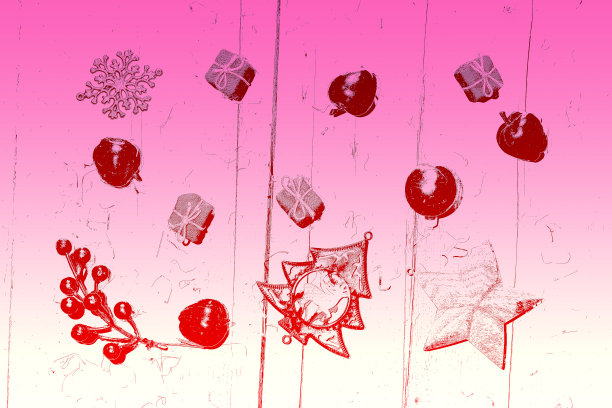 粉色背景上的圣诞装饰品图片下载