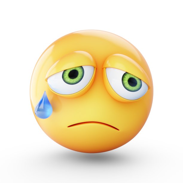 3D渲染悲伤的表情孤立在白色背景图片下载