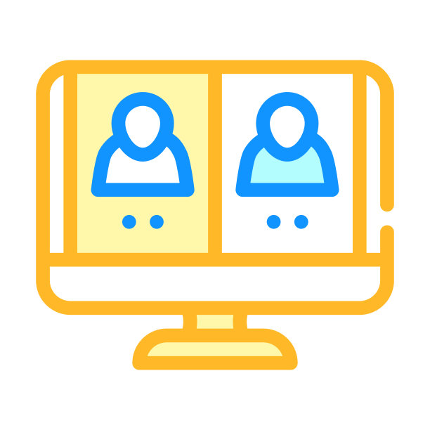 在线视频会议彩色图标矢量插图图片下载