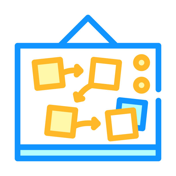 办公桌与计划和任务颜色图标矢量插图图片下载