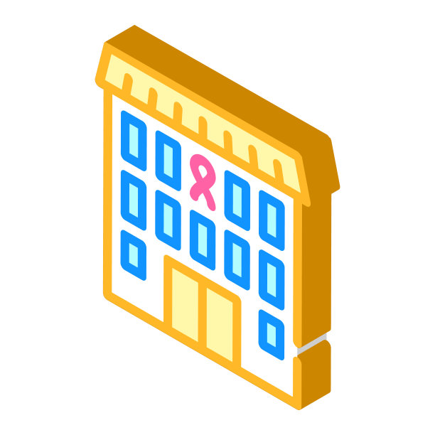 临终关怀大楼等距图标矢量插图图片下载