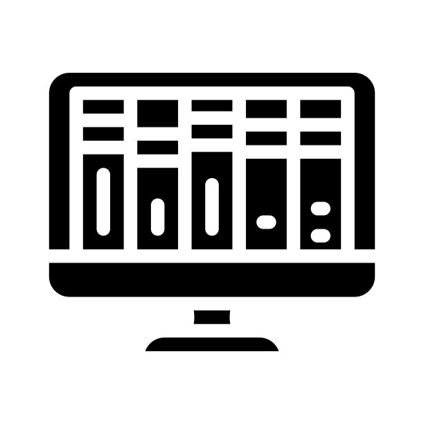 在线图书馆字形图标矢量插图图片下载