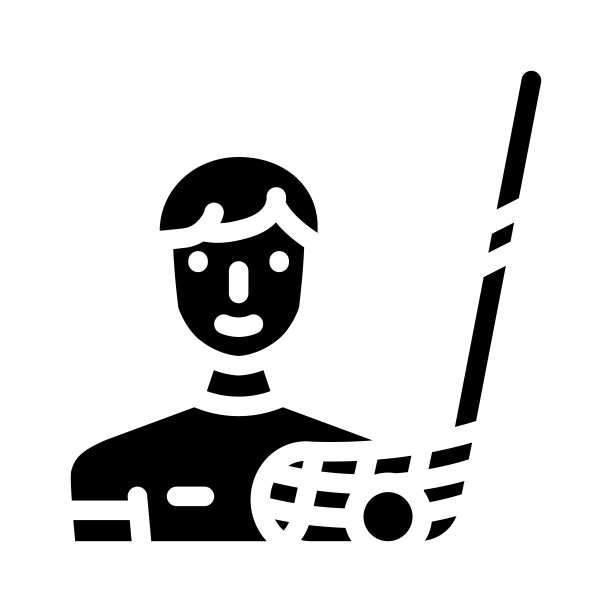 地板球运动游戏字形图标矢量插图图片下载