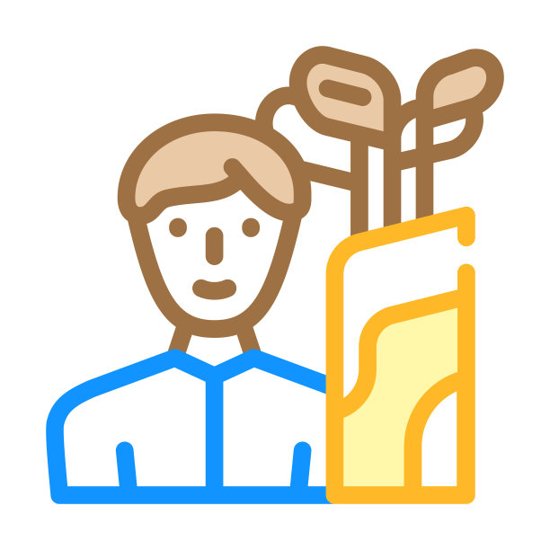 高尔夫运动游戏彩色图标矢量插图图片下载