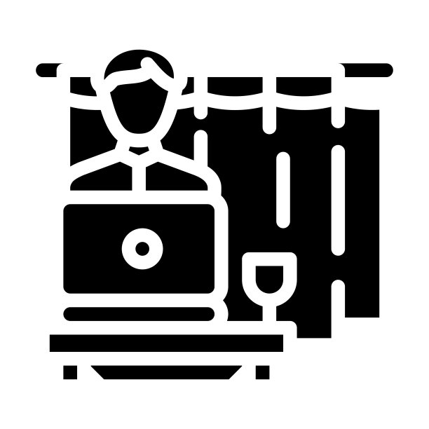 在家里工作字形图标矢量插图图片下载