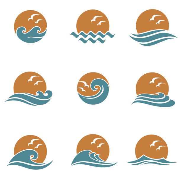 太阳和海洋图标图片下载