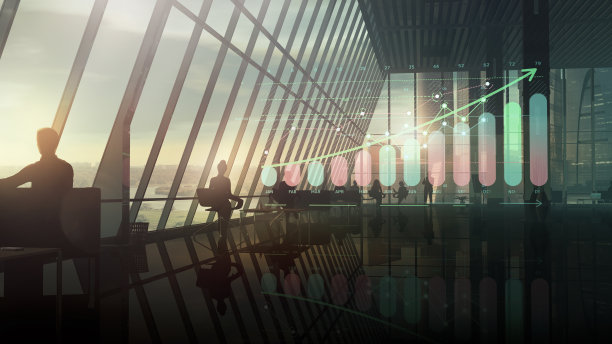 公司后台办公室和虚拟增长信息图表。图片下载