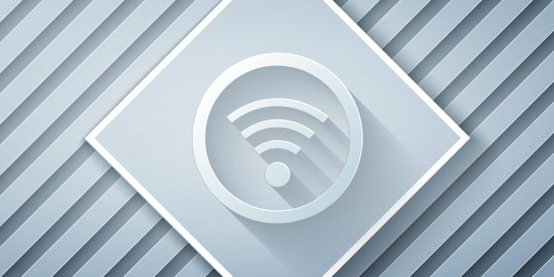 纸切割Wi-Fi无线互联网网络符号图标孤立在灰色背景。纸艺术风格。向量图片下载