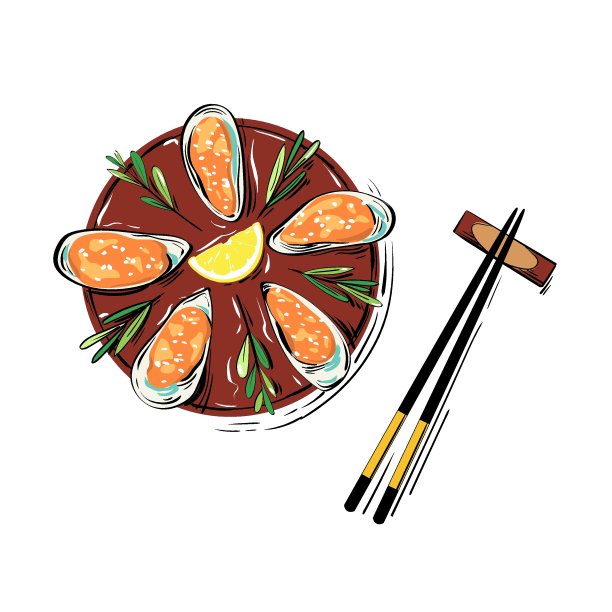 香辣贻贝放在木架子上烘烤图片下载