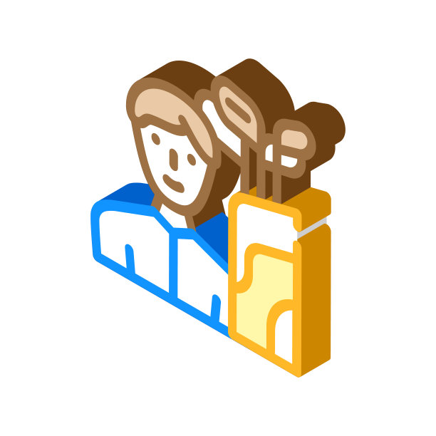 高尔夫运动游戏等角图标矢量插图图片下载