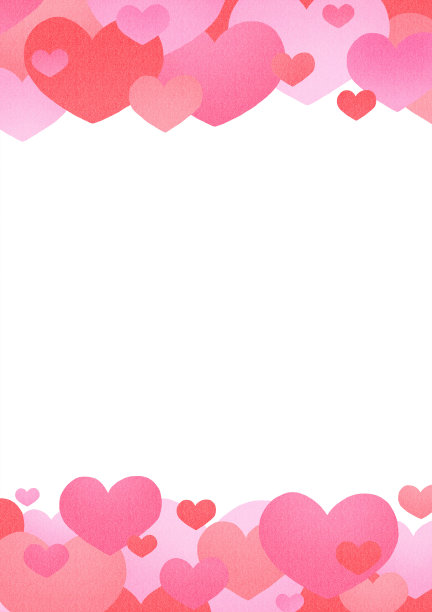 水彩心形框架粉红色图片下载