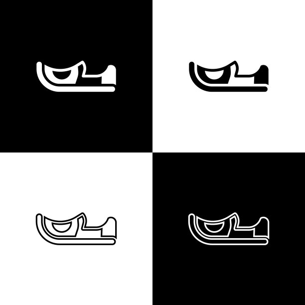 设置传统印度鞋图标孤立的黑色和白色背景。向量图片下载