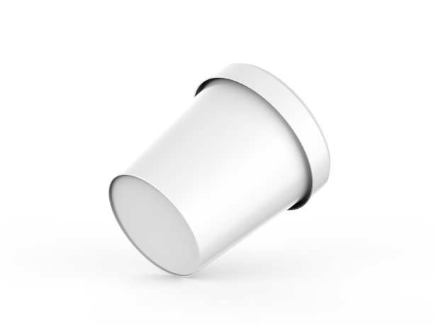 白色冰淇淋桶模型在孤立的白色背景，塑料盒的逼真渲染，3d插图图片下载