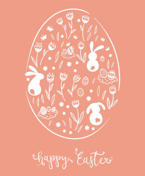可爱的手绘复活节设计装饰复活节蛋图片下载