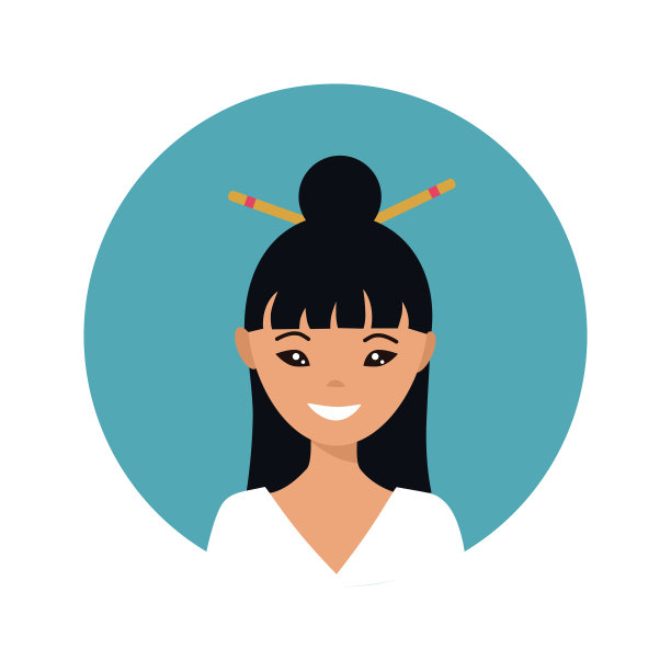 用户图标年轻的日本女性在平风格图片下载