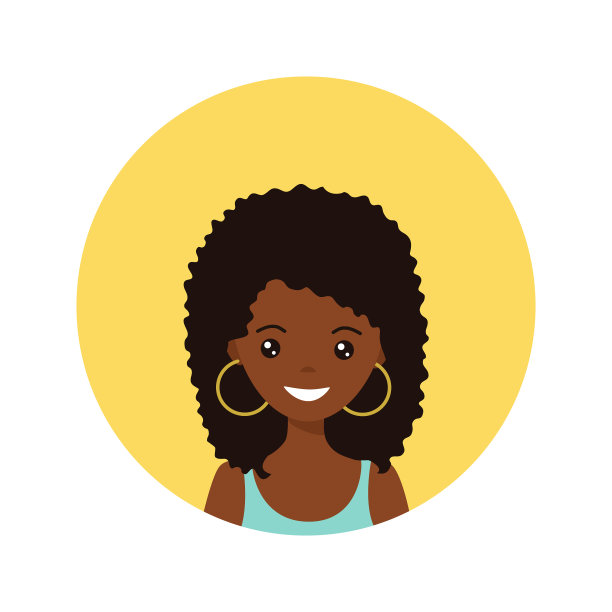 用户图标年轻的非洲裔美国妇女在平图片下载