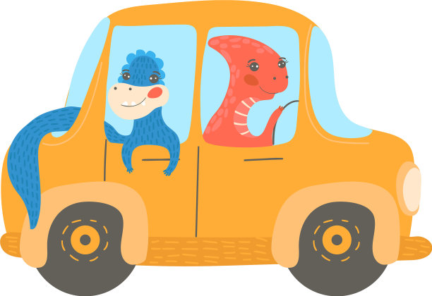 漂亮的卡通恐龙乘坐运输乐趣图片下载